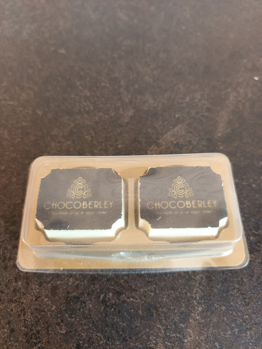 Blister met 2 gepersonaliseerd logo of foto pralines (afname min. per 7 stuks)