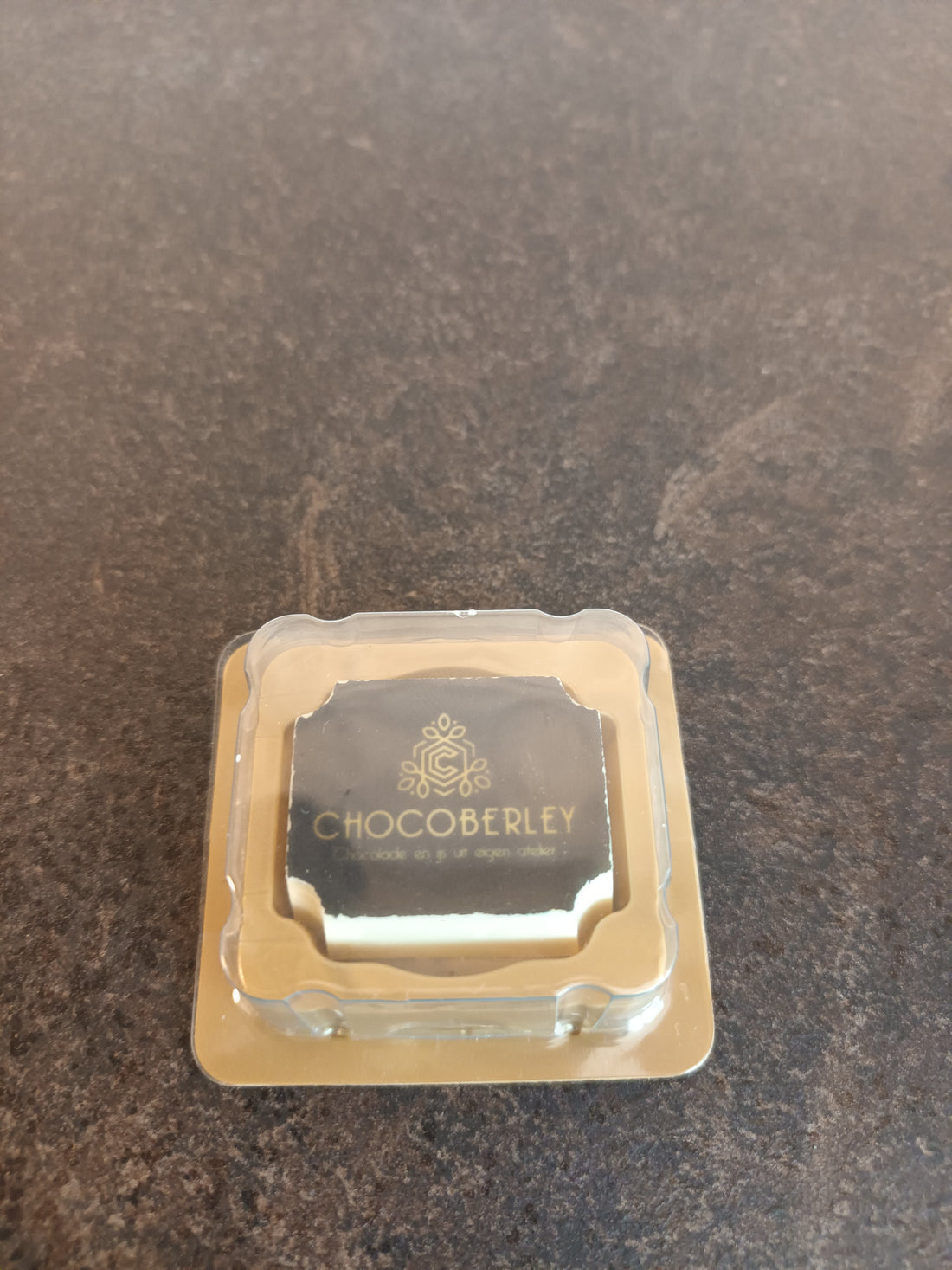 Blitser met 1 gepersonaliseerd logo of foto praline (afname min. per 15 stuks)