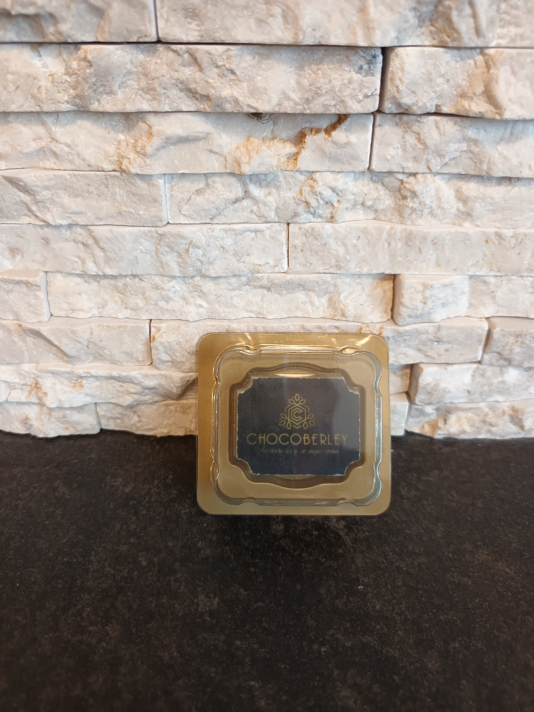 Blitser met 1 gepersonaliseerd logo of foto praline (afname min. per 15 stuks)