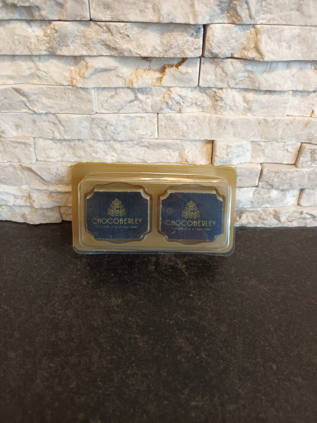 Blister met 2 gepersonaliseerd logo of foto pralines (afname min. per 7 stuks)